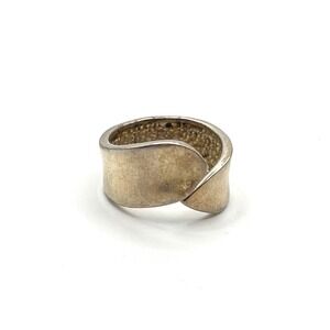Sterling Silver 925 Wide Bypass Wrap Ring Minimalist Sculptural Band Size 5.75